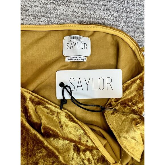 Revolve Saylor Dress Velvet Formal Midi Slit Gold, Shimmer, Y2K, NWT $242, Sz M - Picture 4 of 6